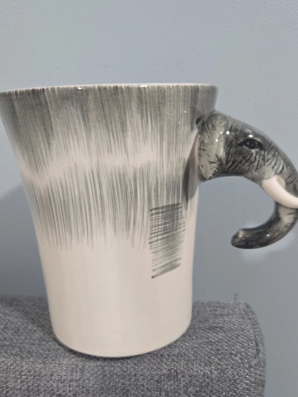 Pier 1 Elephant Ceramic Coffee Cup in Gray and White